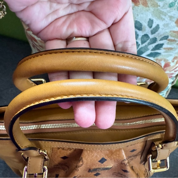 MCM Cognac Visetos Logo Satchel Bag - Picture 7 of 11